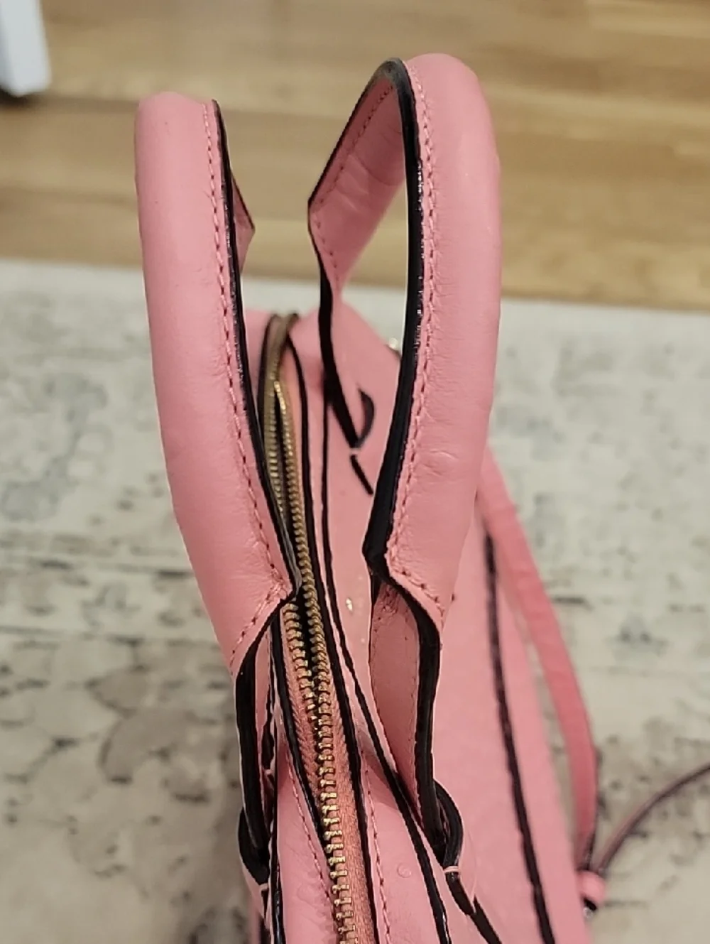 kate spade Ostrich-Embossed Pink Dome Satchel with Strap